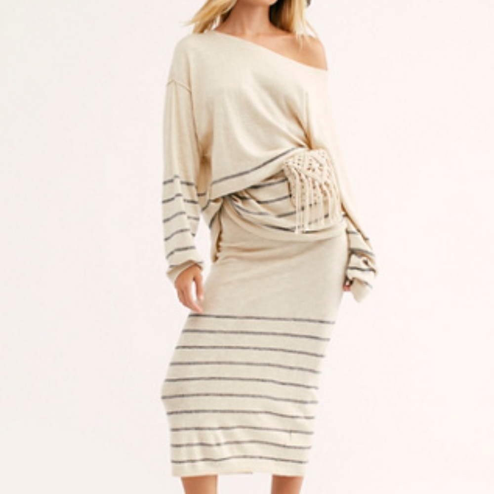 Free People Dana Point Sweater and Skirt  Set XL